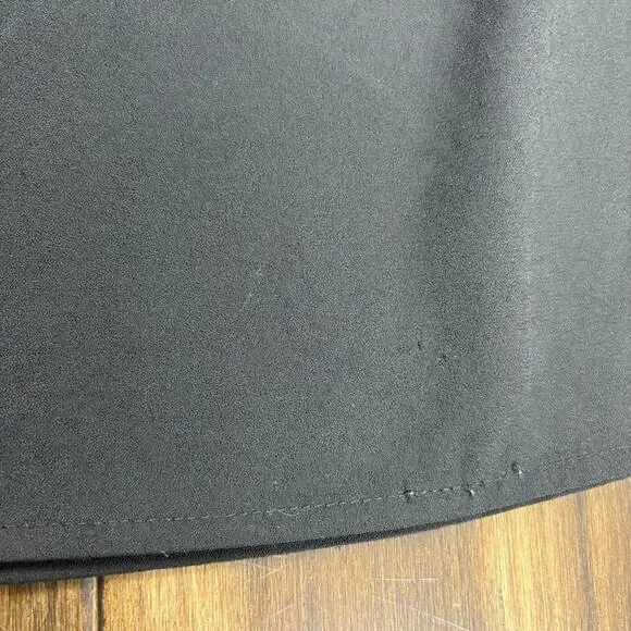 Lulu's size S Black Ruched Blouse Flowy Elastic Cuffs wide Round Neck Long Sleev - Picture 11 of 11